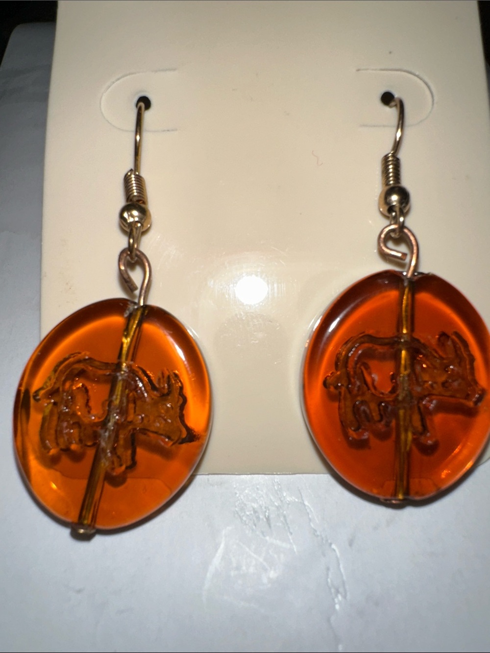 Amber Orange Glass Drop Earrings - Women Jewelry